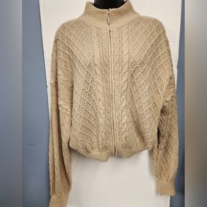 Fashion Nova Knit Crop Zip up Sweater Pre-Loved size Small